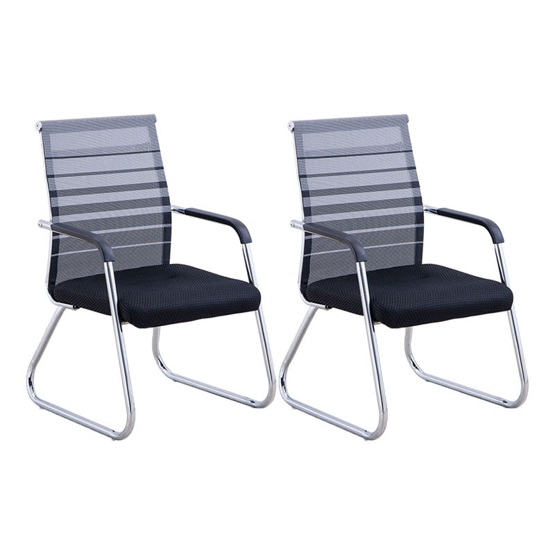 Modern Fixed Arms Office Chair Mesh Lumbar Support Mid-Back Office Chair