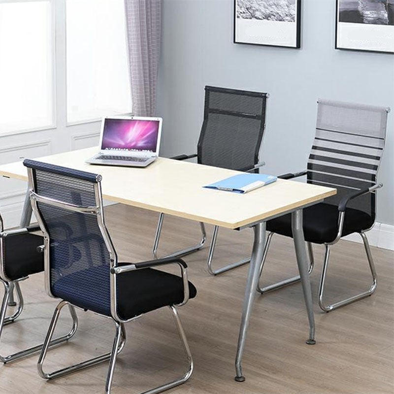 Modern Fixed Arms Office Chair Mesh Lumbar Support Mid-Back Office Chair