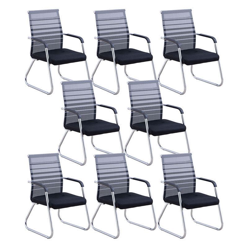 Modern Fixed Arms Office Chair Mesh Lumbar Support Mid-Back Office Chair