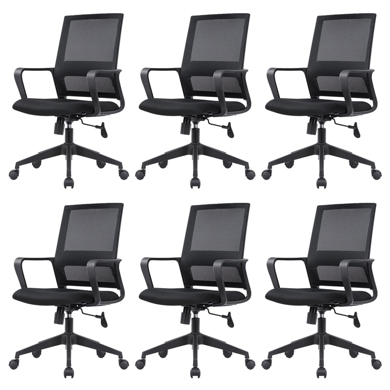 Modern Desk Chair Mid-Back Home Office Chair in Black No Distressing