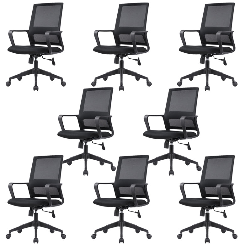 Modern Desk Chair Mid-Back Home Office Chair in Black No Distressing
