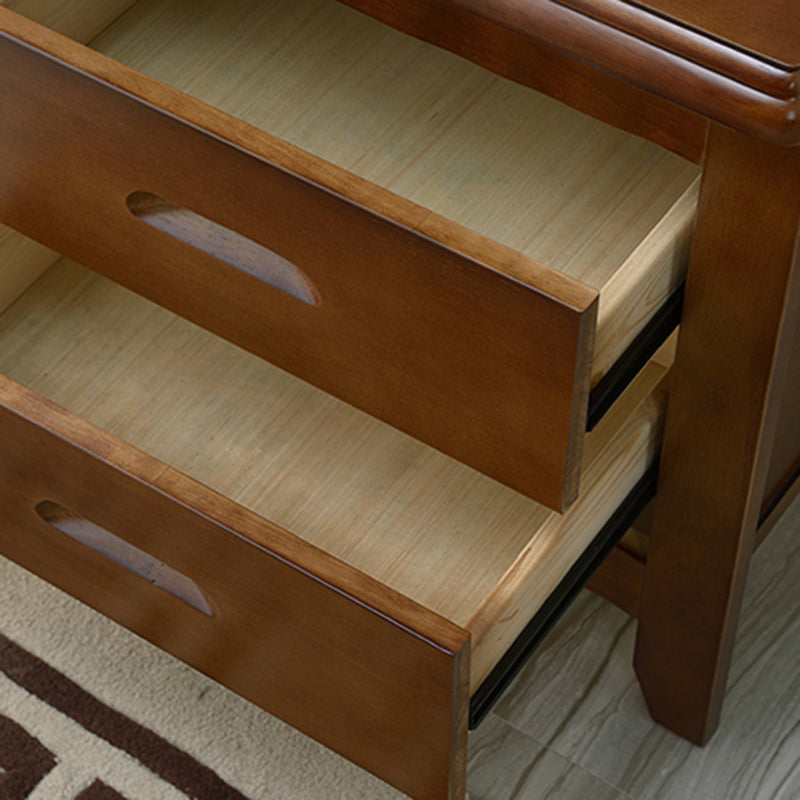 Modern Solid Wood Nightstand 2-Drawer Storage Oak 20 Inch H Night Table with Legs