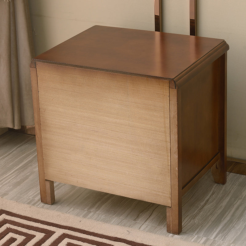 Modern Solid Wood Nightstand 2-Drawer Storage Oak 20 Inch H Night Table with Legs