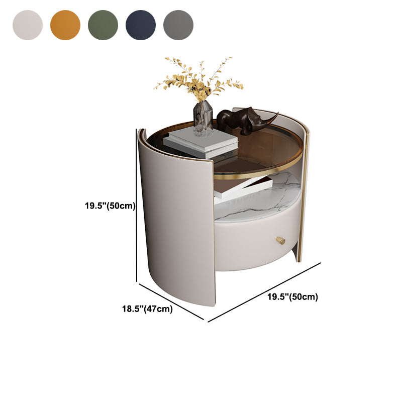 Glam Glass Top Nightstand Open Storage 20 Inch H 1-Drawer Night Table