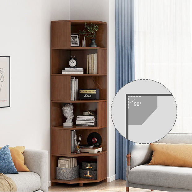 Wooden Bookcase 18" W Vertical Closed Back Bookshelf for Living Room