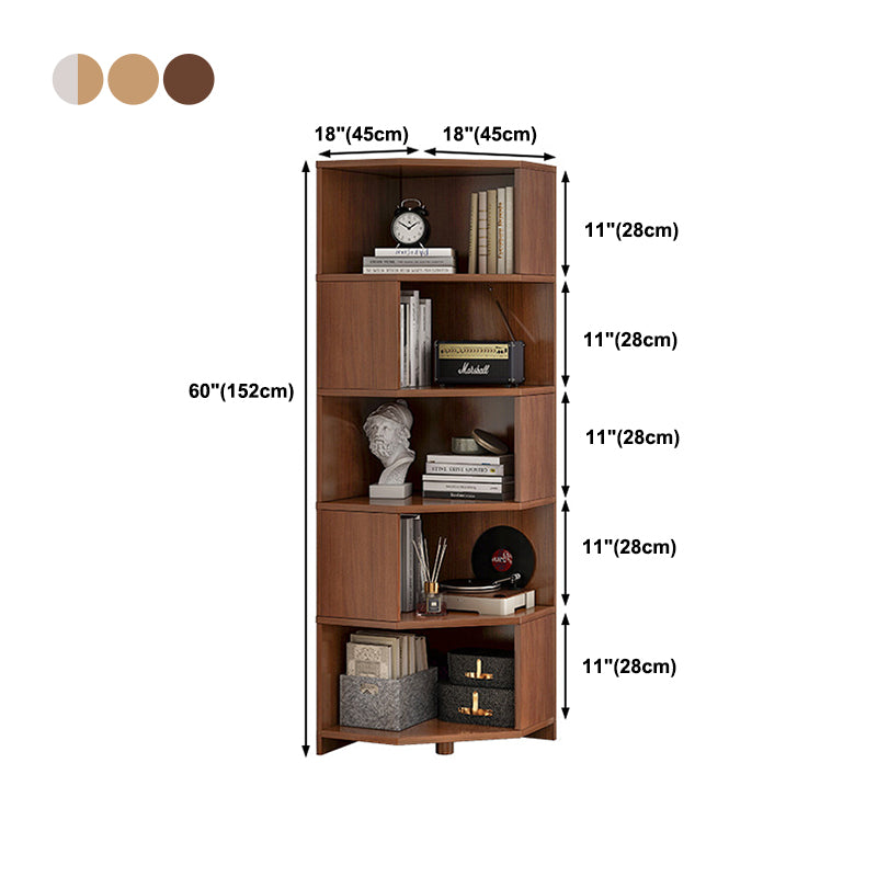 Wooden Bookcase 18" W Vertical Closed Back Bookshelf for Living Room