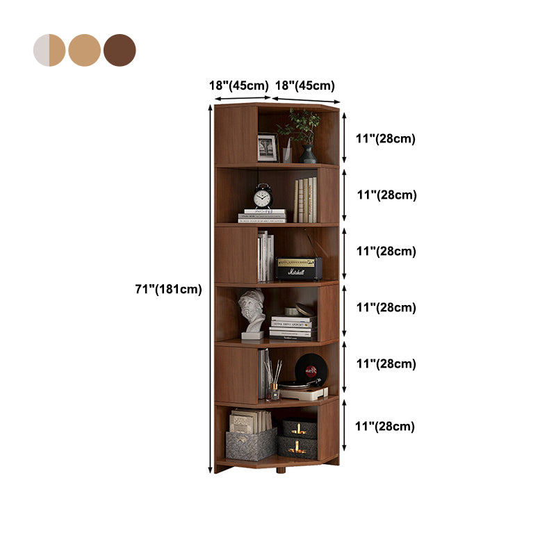 Wooden Bookcase 18" W Vertical Closed Back Bookshelf for Living Room