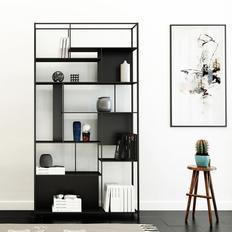 Rectangle Metal Bookshelf Scandinavian Open Bookcase with Shelves