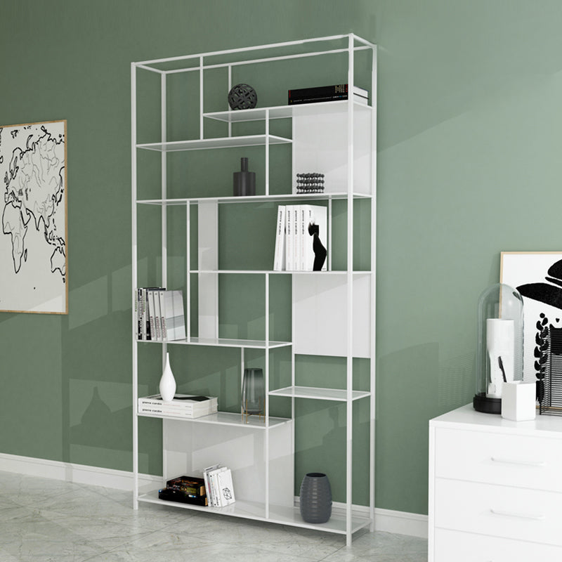 Rectangle Metal Bookshelf Scandinavian Open Bookcase with Shelves