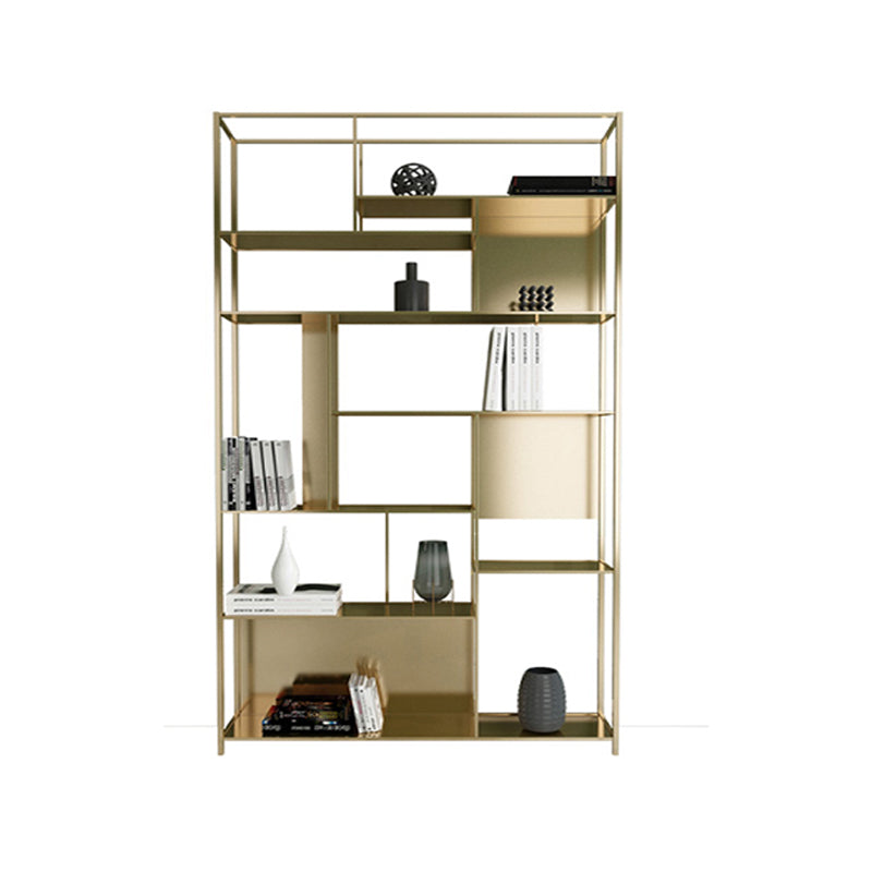 Rectangle Metal Bookshelf Scandinavian Open Bookcase with Shelves