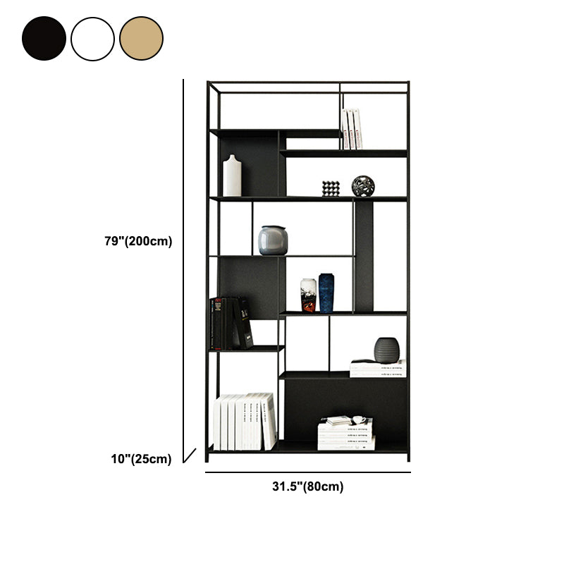 Rectangle Metal Bookshelf Scandinavian Open Bookcase with Shelves