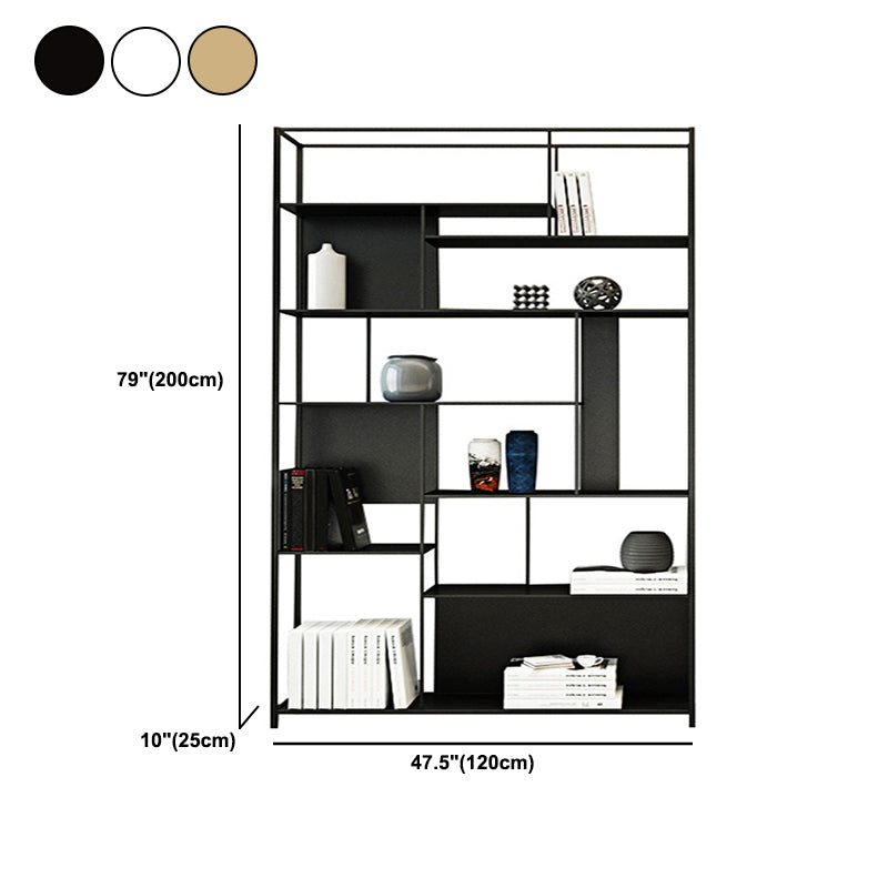 Rectangle Metal Bookshelf Scandinavian Open Bookcase with Shelves