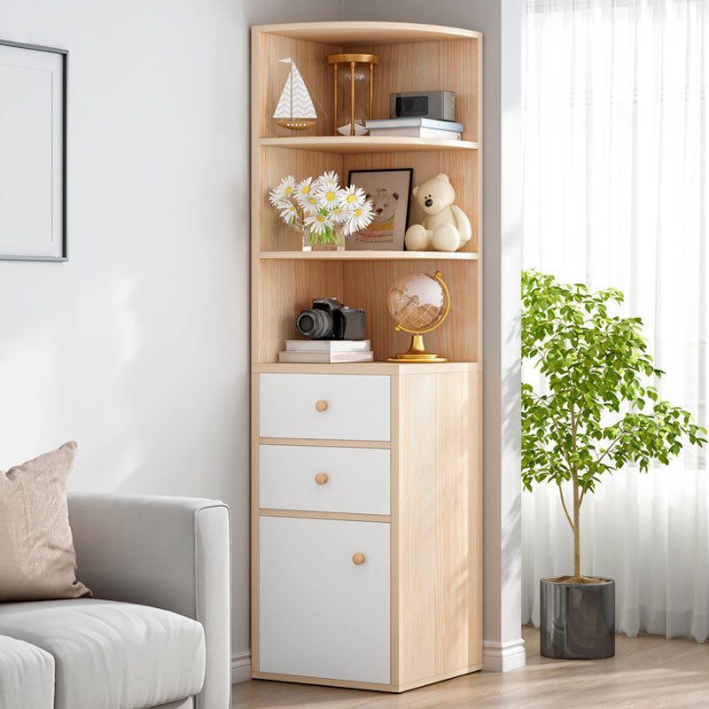 Modern Wooden Bookcase Storage and Display Shelves 64.2" H X 15.7" W Bookshelf with Drawer