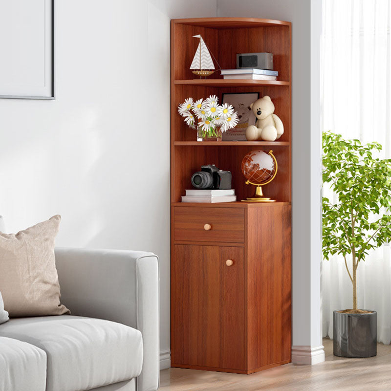 Modern Wooden Bookcase Storage and Display Shelves 64.2" H X 15.7" W Bookshelf with Drawer