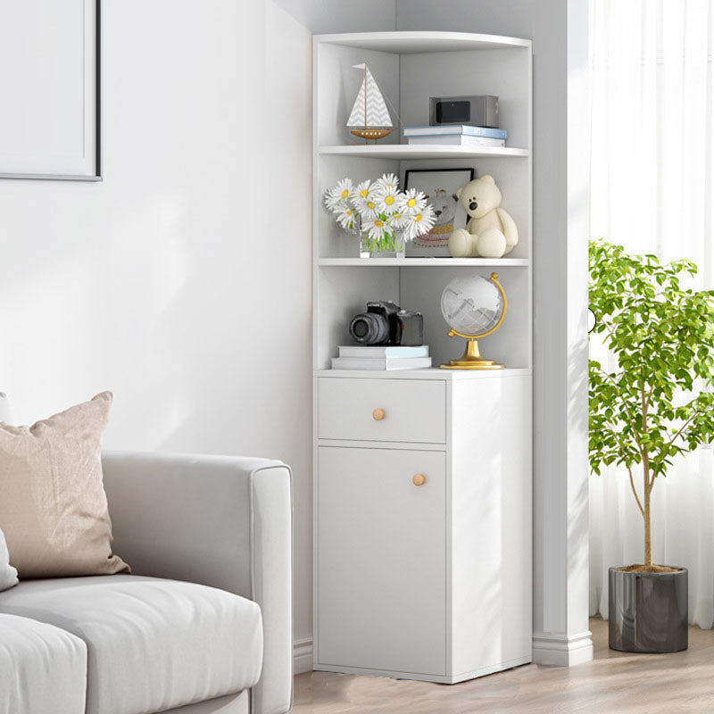 Modern Wooden Bookcase Storage and Display Shelves 64.2" H X 15.7" W Bookshelf with Drawer