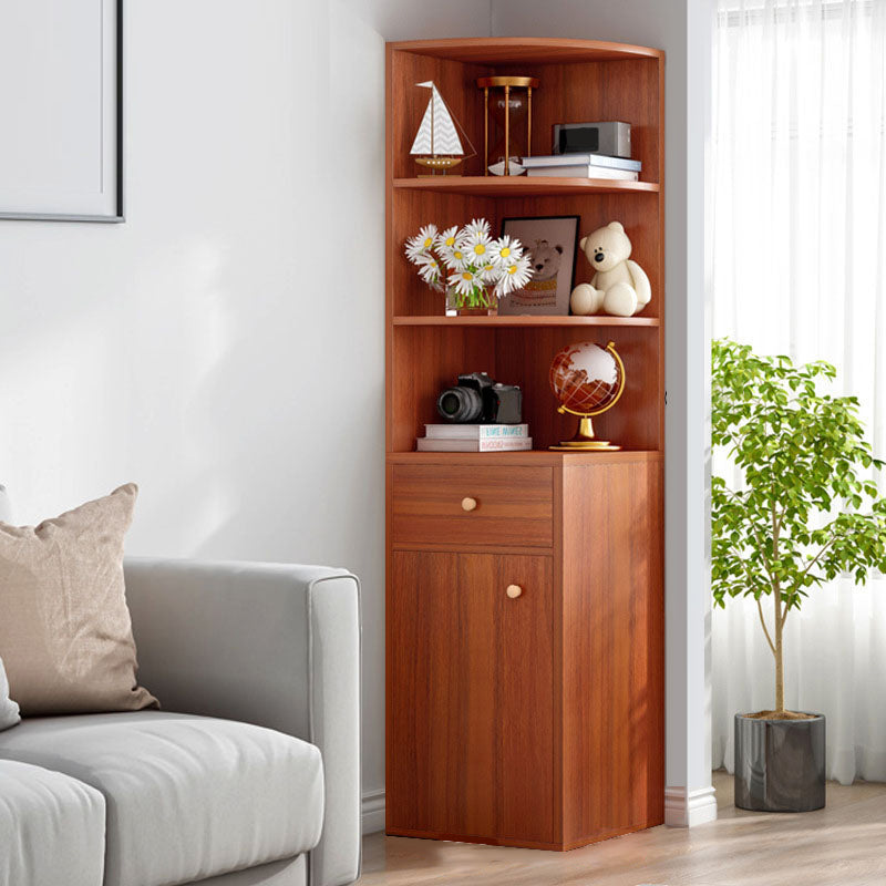 Modern Wooden Bookcase Storage and Display Shelves 64.2" H X 15.7" W Bookshelf with Drawer