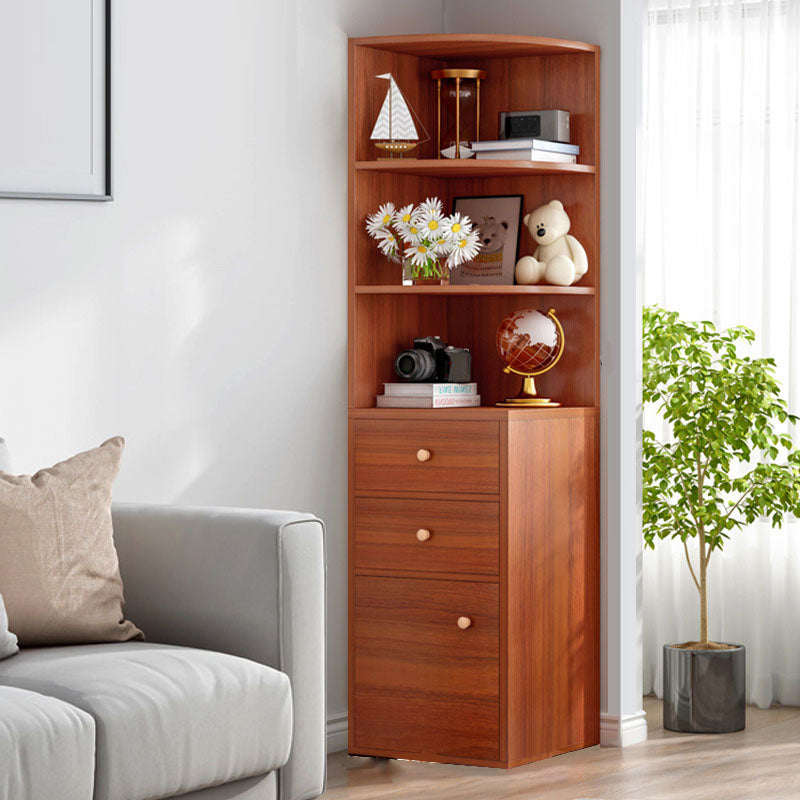 Modern Wooden Bookcase Storage and Display Shelves 64.2" H X 15.7" W Bookshelf with Drawer