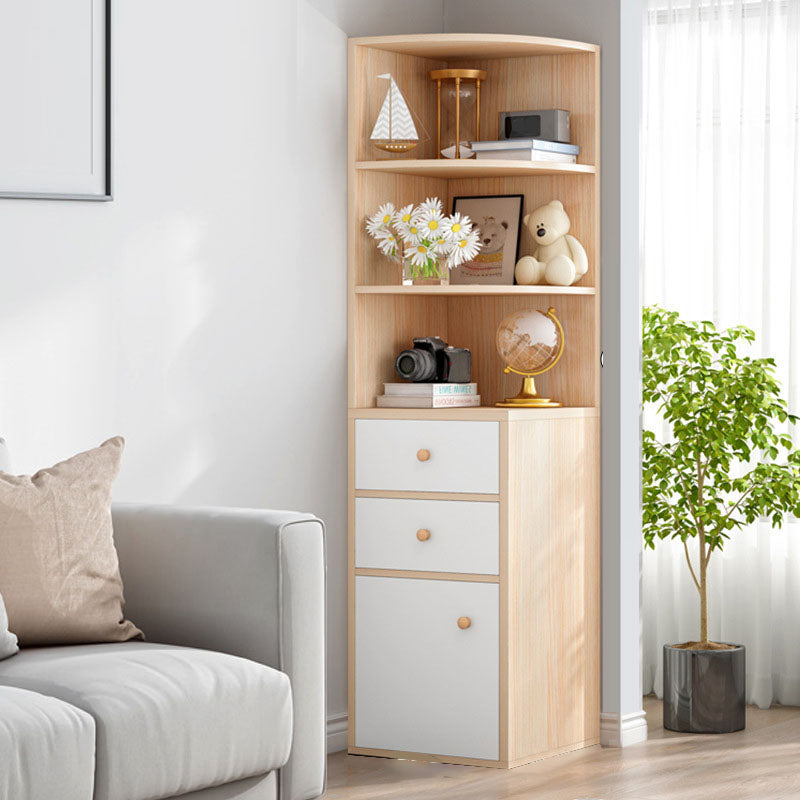 Modern Wooden Bookcase Storage and Display Shelves 64.2" H X 15.7" W Bookshelf with Drawer