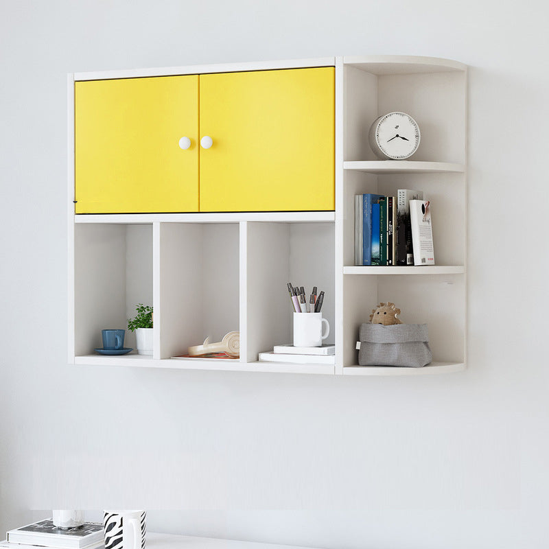 Modern Wall Mounted Bookcase Horizontal Engineered Wood Closed Back Bookshelf