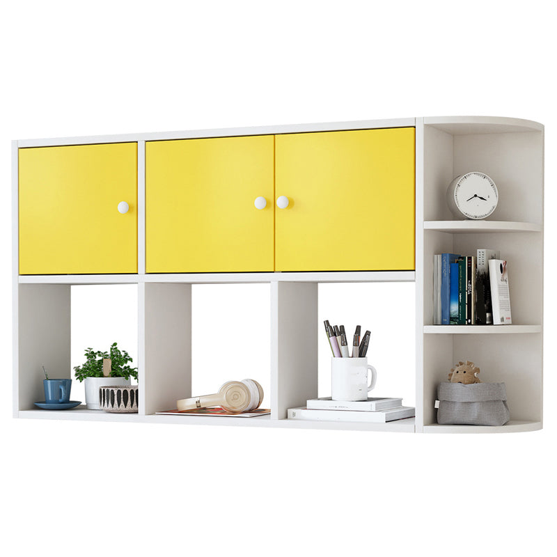 Modern Wall Mounted Bookcase Horizontal Engineered Wood Closed Back Bookshelf