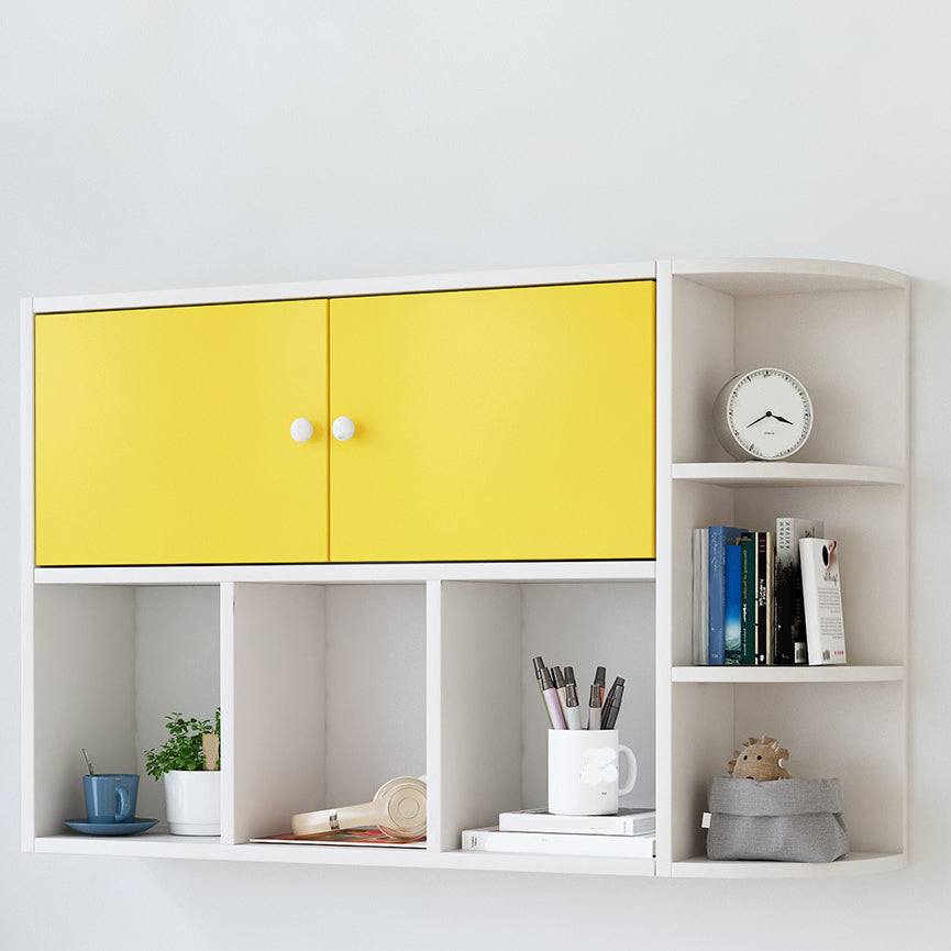 Modern Wall Mounted Bookcase Horizontal Engineered Wood Closed Back Bookshelf