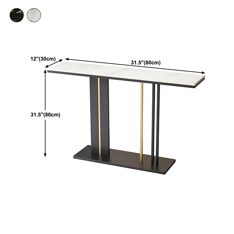Modern Marble Top Console Table with Rectangle Top and Pedestal Base