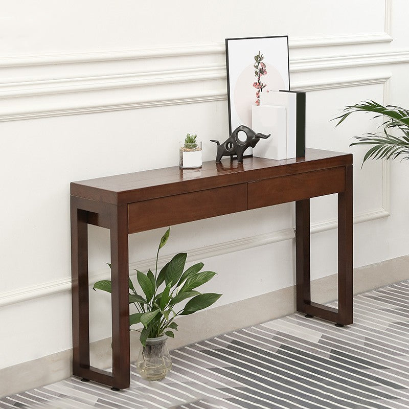 12-inch Wide Console Sofa Table  2-drawer Wood Console Table in Dark Brown