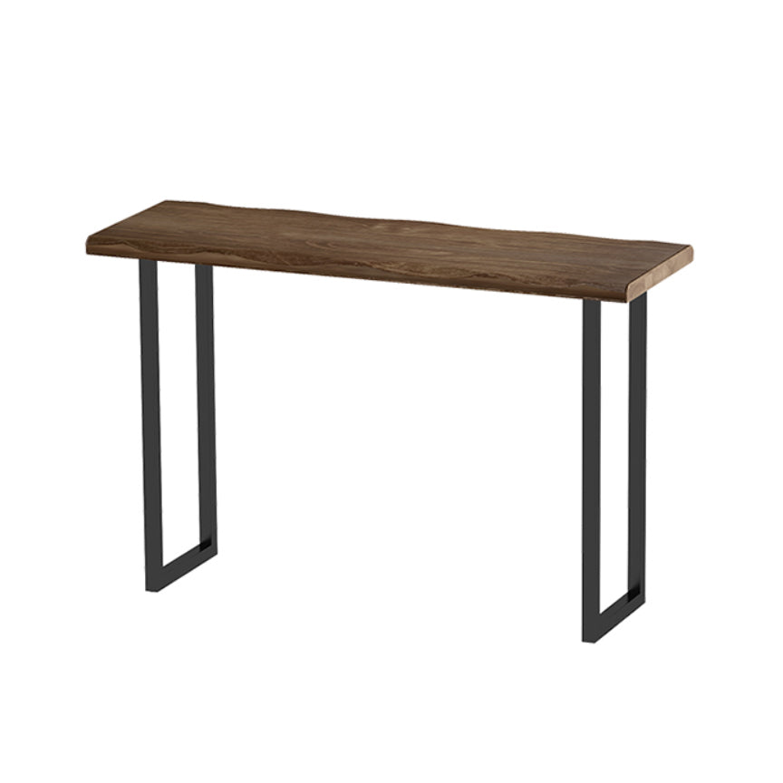 Wood Bar Table Modern Rectangle Bar Dining Table with Double Pedestal for Living Room