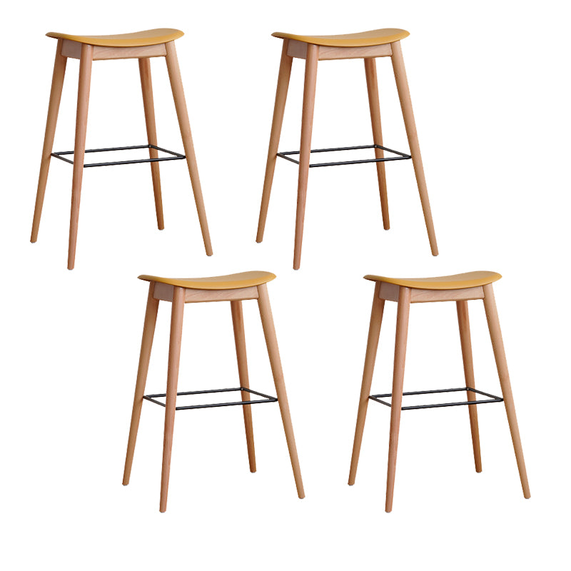 Modern Wood Legs Counter Chair Indoor Footrest Saddle Seat Counter Bar Stool