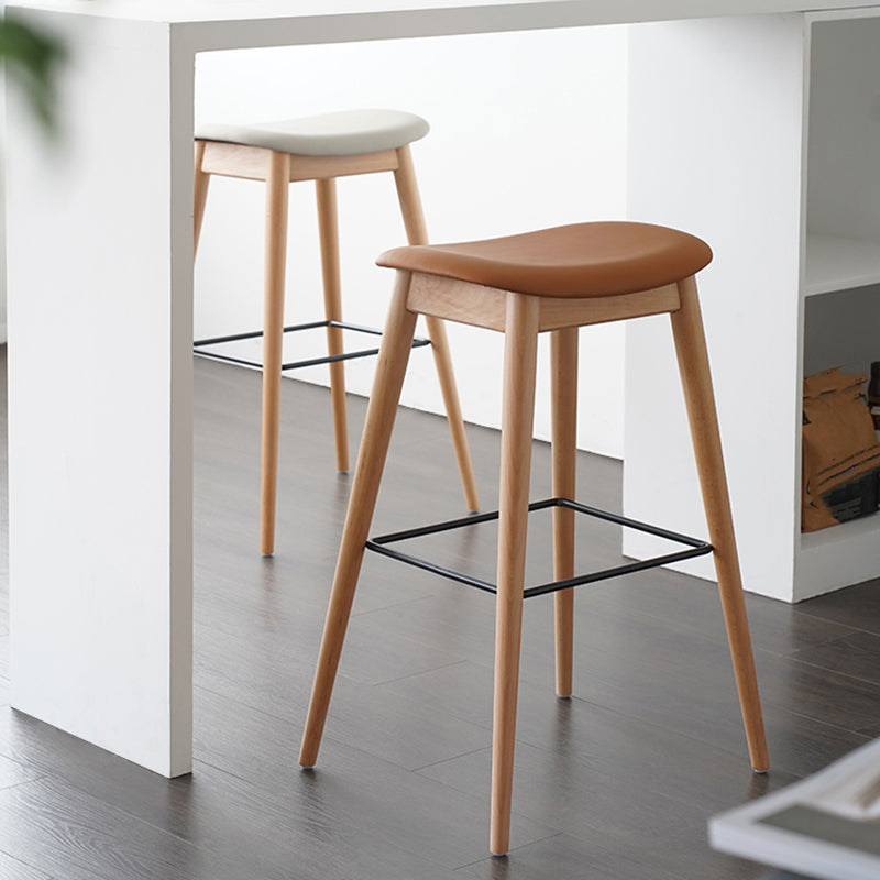 Modern Wood Legs Counter Chair Indoor Footrest Saddle Seat Counter Bar Stool