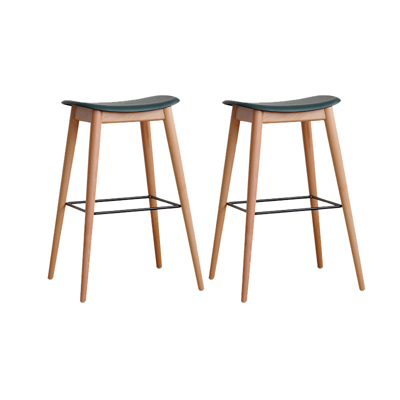 Modern Wood Legs Counter Chair Indoor Footrest Saddle Seat Counter Bar Stool