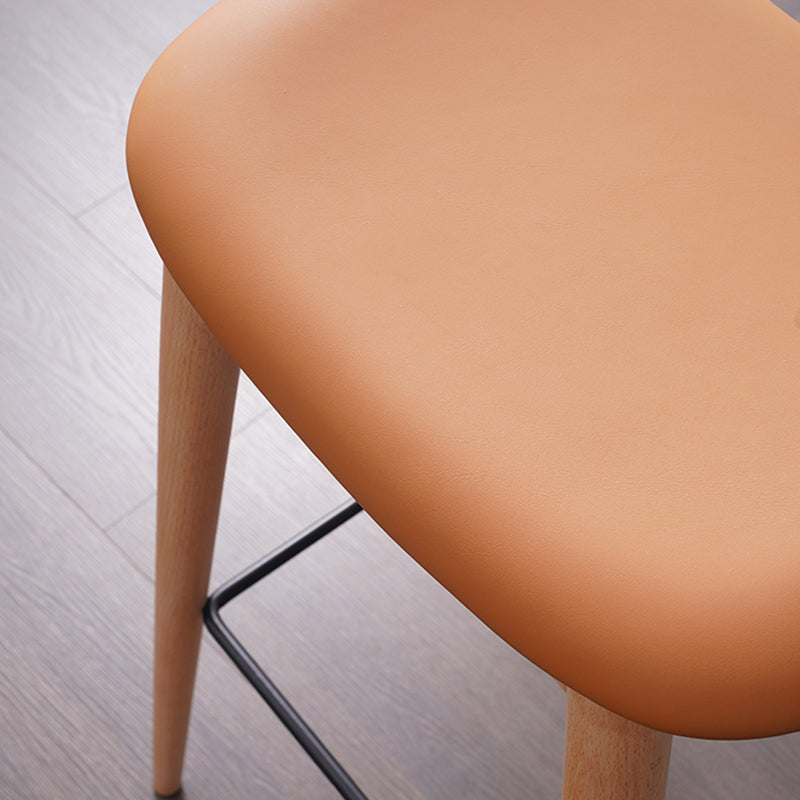 Modern Wood Legs Counter Chair Indoor Footrest Saddle Seat Counter Bar Stool