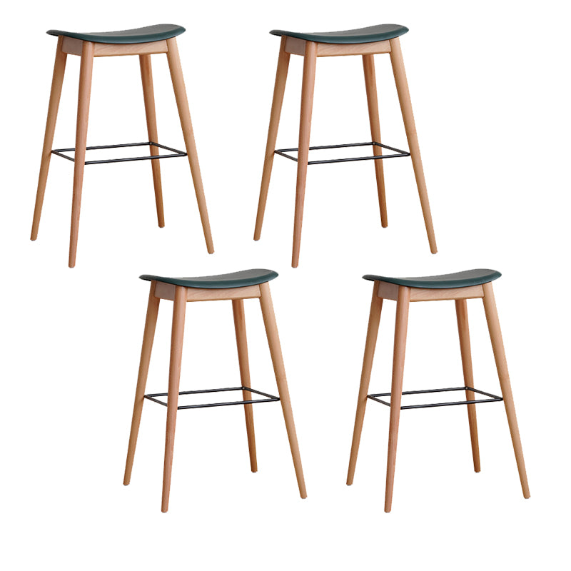 Modern Wood Legs Counter Chair Indoor Footrest Saddle Seat Counter Bar Stool
