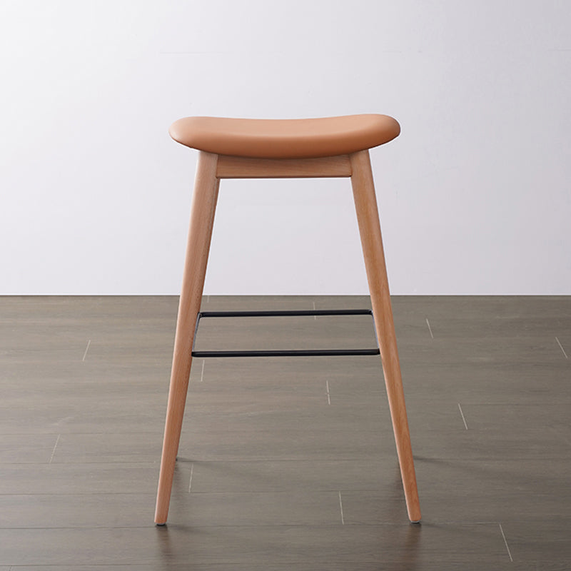 Modern Wood Legs Counter Chair Indoor Footrest Saddle Seat Counter Bar Stool