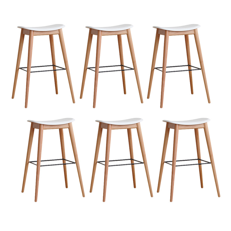 Modern Wood Legs Counter Chair Indoor Footrest Saddle Seat Counter Bar Stool