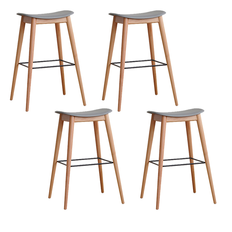 Modern Wood Legs Counter Chair Indoor Footrest Saddle Seat Counter Bar Stool