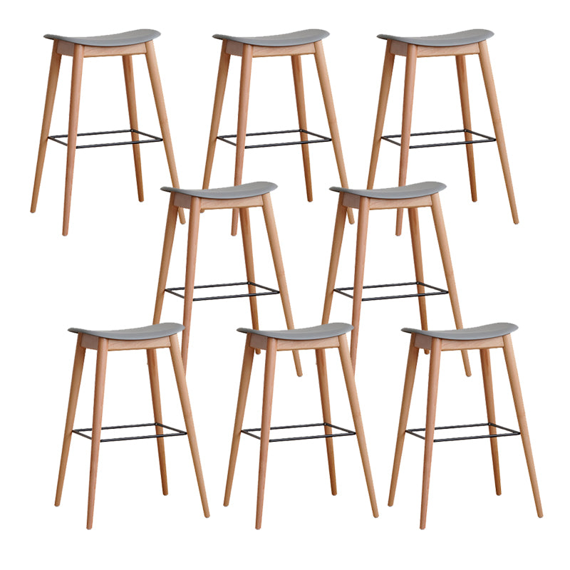 Modern Wood Legs Counter Chair Indoor Footrest Saddle Seat Counter Bar Stool