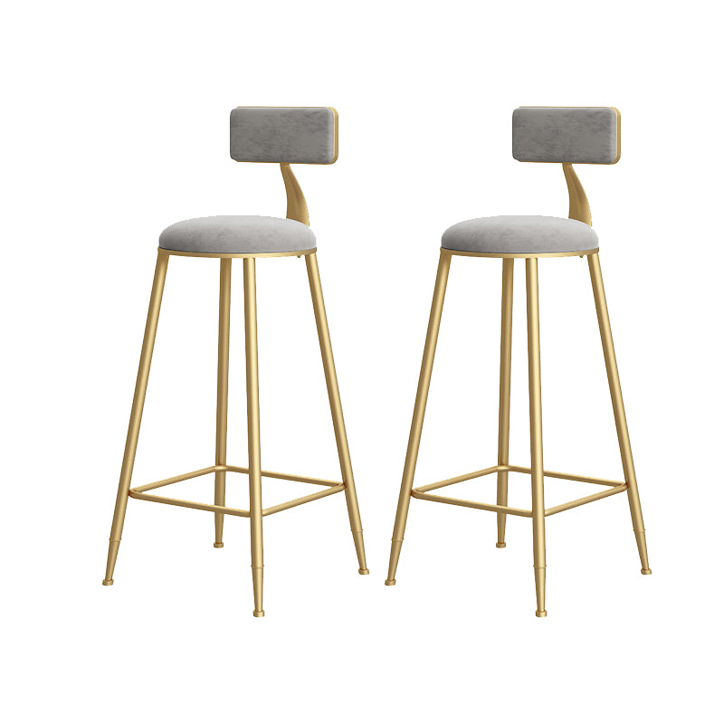 Low Back Indoor Counter Stools Glam Upholstered Footrest Counter Height Stool