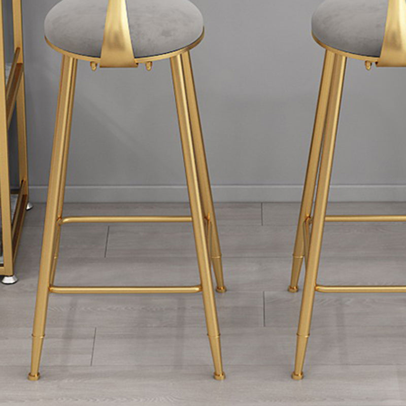 Low Back Indoor Counter Stools Glam Upholstered Footrest Counter Height Stool