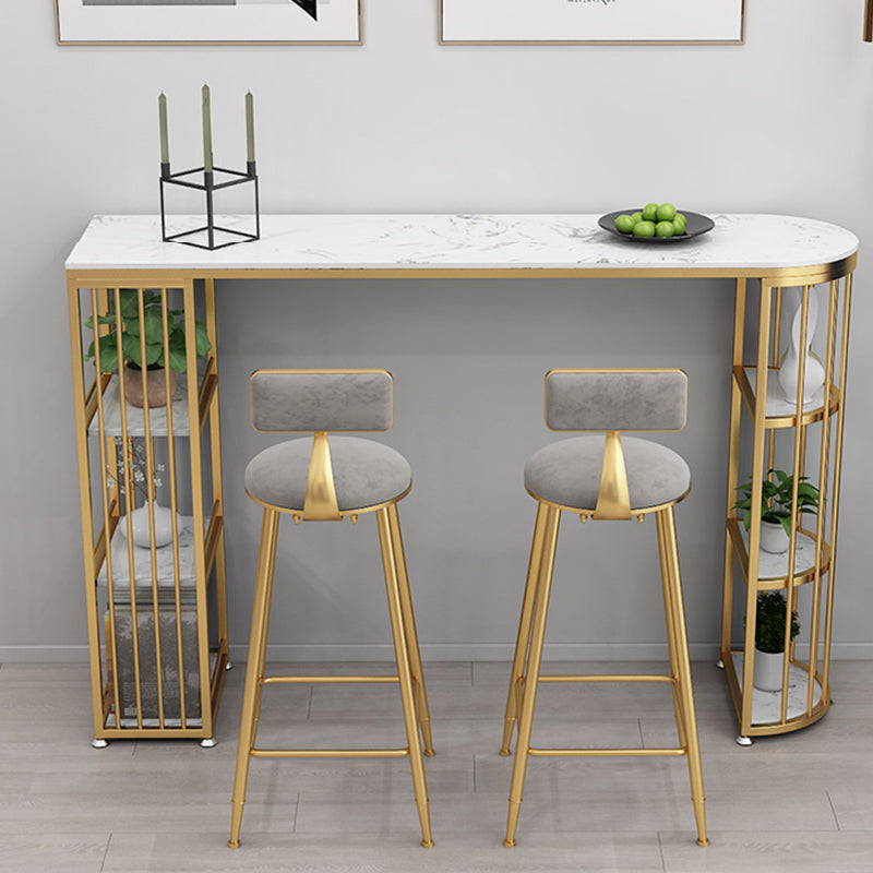 Low Back Indoor Counter Stools Glam Upholstered Footrest Counter Height Stool