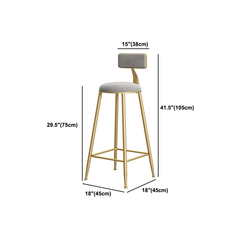 Low Back Indoor Counter Stools Glam Upholstered Footrest Counter Height Stool