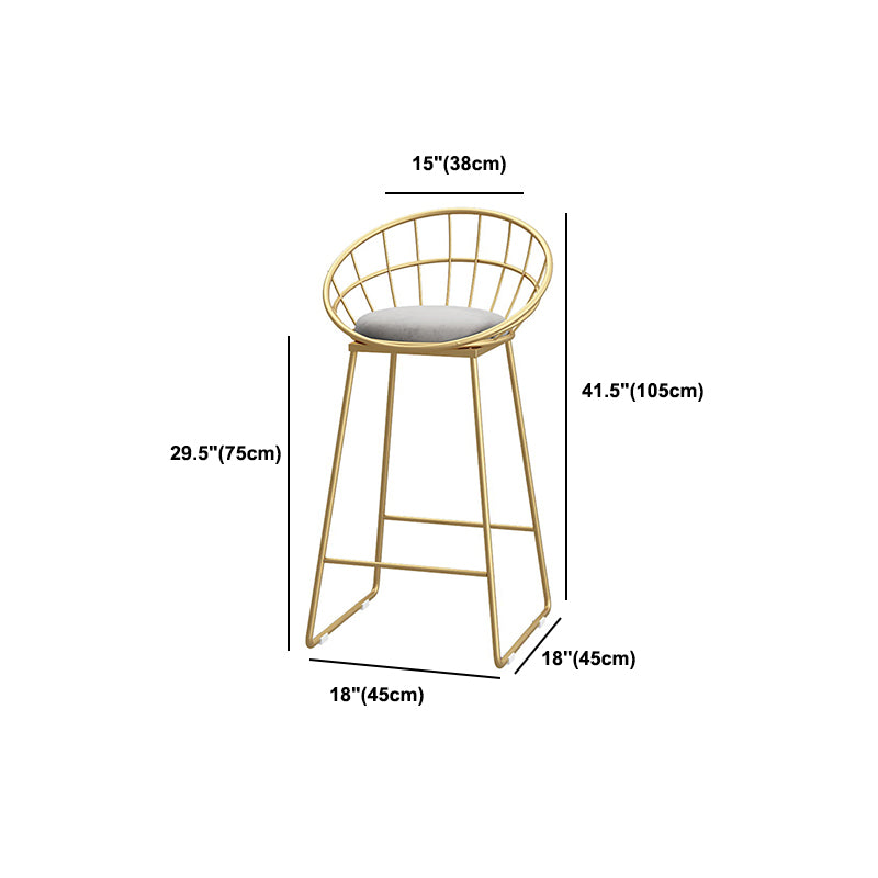 Low Back Indoor Counter Stools Glam Upholstered Footrest Counter Height Stool