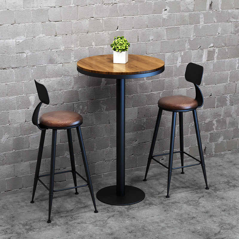 Industrial Leather Bar and Counter Stool Footrest Low Back Counter Stool for Bar