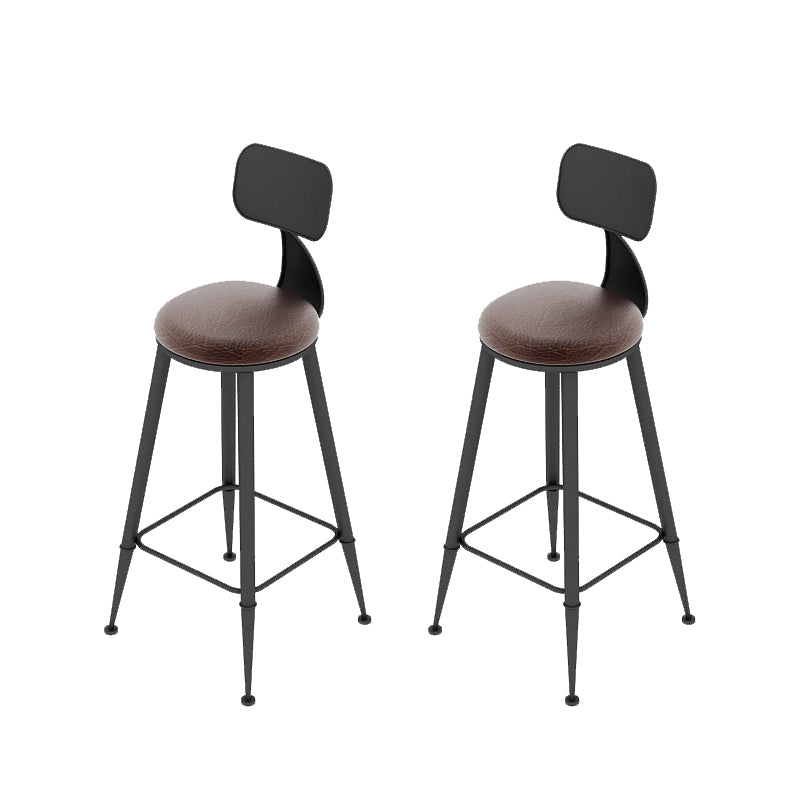Industrial Leather Bar and Counter Stool Footrest Low Back Counter Stool for Bar
