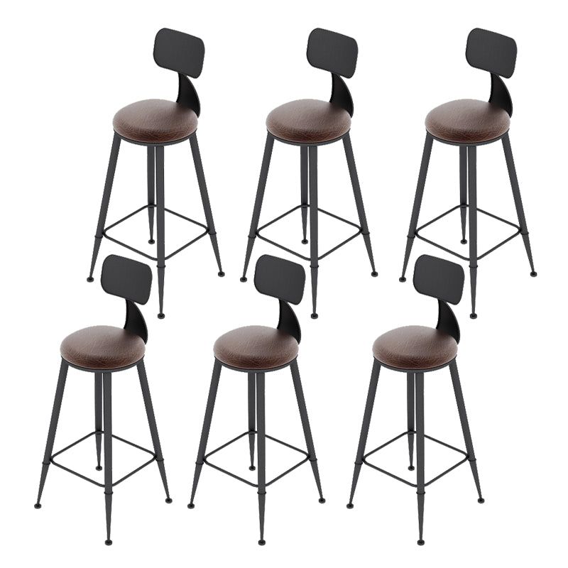 Industrial Leather Bar and Counter Stool Footrest Low Back Counter Stool for Bar
