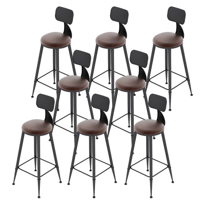Industrial Leather Bar and Counter Stool Footrest Low Back Counter Stool for Bar