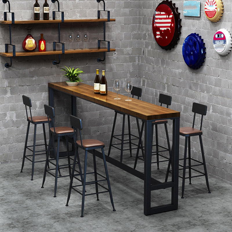 Industrial Leather Bar and Counter Stool Footrest Low Back Counter Stool for Bar