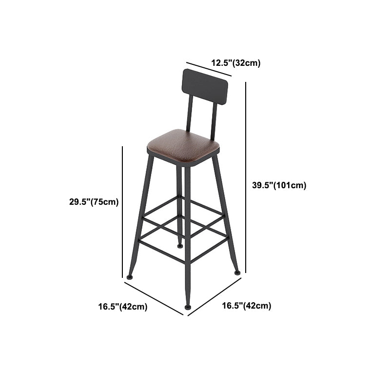 Industrial Leather Bar and Counter Stool Footrest Low Back Counter Stool for Bar