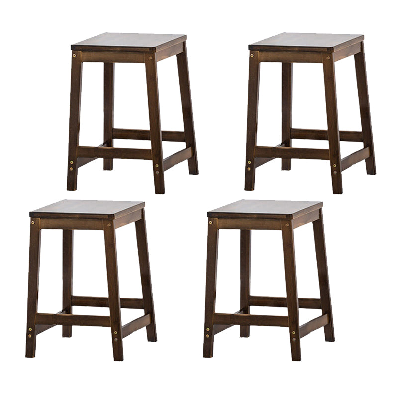 Contemporary Wood Stool Backrest Backless Bamboo Counter Stool with 4 Legs