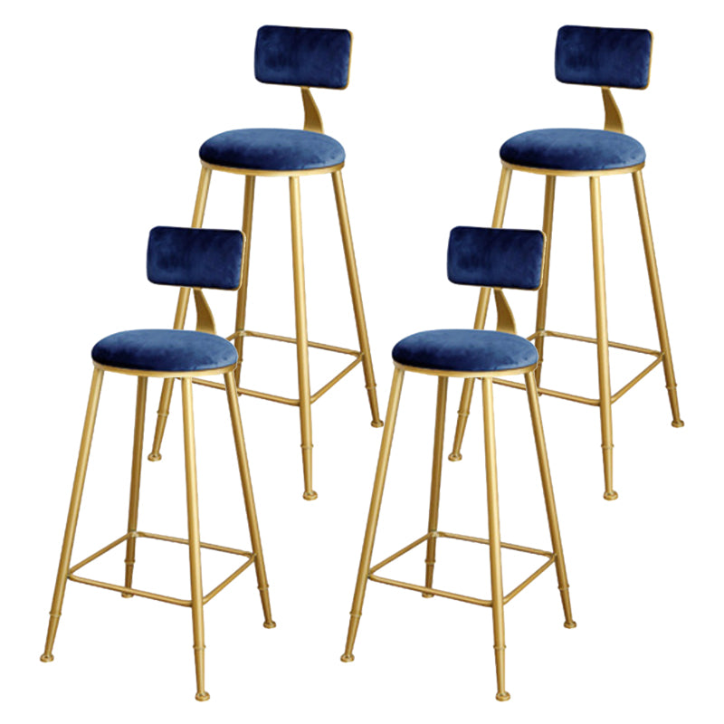 Glam Upholstered Bar Stools Footrest Backrest Coffee Shop Counter Bar Stool